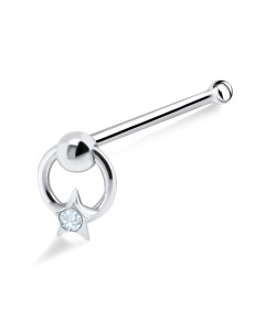 Ring Star Shaped Silver Bone Nose Stud NSKD-445